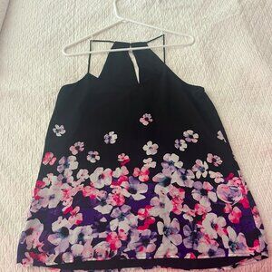 Express Spagetti Top Black with Flowers